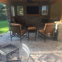 1815 Addition Under Deck TV Room and Ping Pong Table Paver Patio