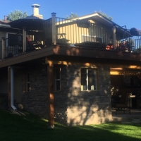 1812 Deck Iron Railing Add On Below with Stone Facing and Window