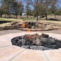 2003 Firepit with Water Feature in Background