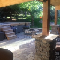 1810 Paver Patio Seat Wall Firepit Stone Columns Pine Columns and Hardware