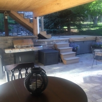 1809 Paver Patio Stone Seat Wall Hot Top Area Tongue on Groove Roof on Addition