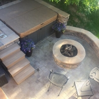 1808 View From Above Firepit Seat Wall Hot Tub Area Paver Patio