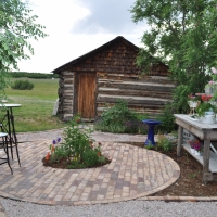 1705 Brick Patio and Brick Lined Gravel Path with Flagstone Steppers