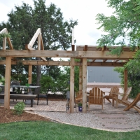 1711 Double Pergola Brick Patio Flagstone Steppers
