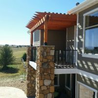 1729 Stone Columns Pergolas Side View Glass Railing
