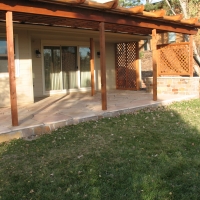 1508L - Flagstone Patio Pergola Stone Wall
