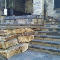 1609J - Stone Stairs Paver Patio Firepit