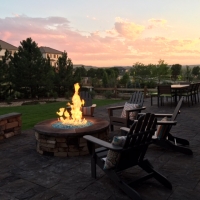 1607A - Flaming Firepit Paver Patio Sunset