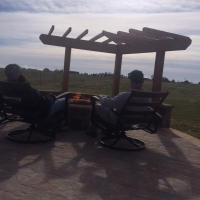 1607G - Stone Firepit Arbor Paver Patio Enjoying View